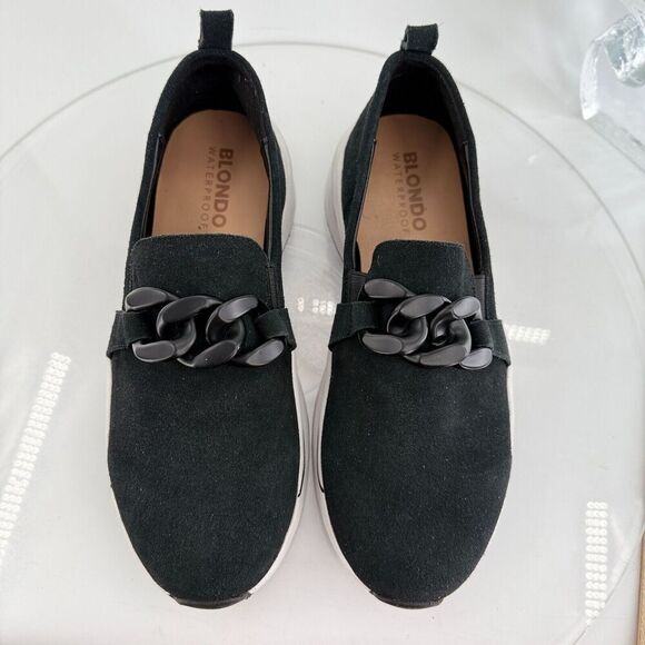 Blondo Women Mckayla Waterproof Sneaker Chunky Slip On Chain Black Suede Size 10 - Picture 4 of 13
